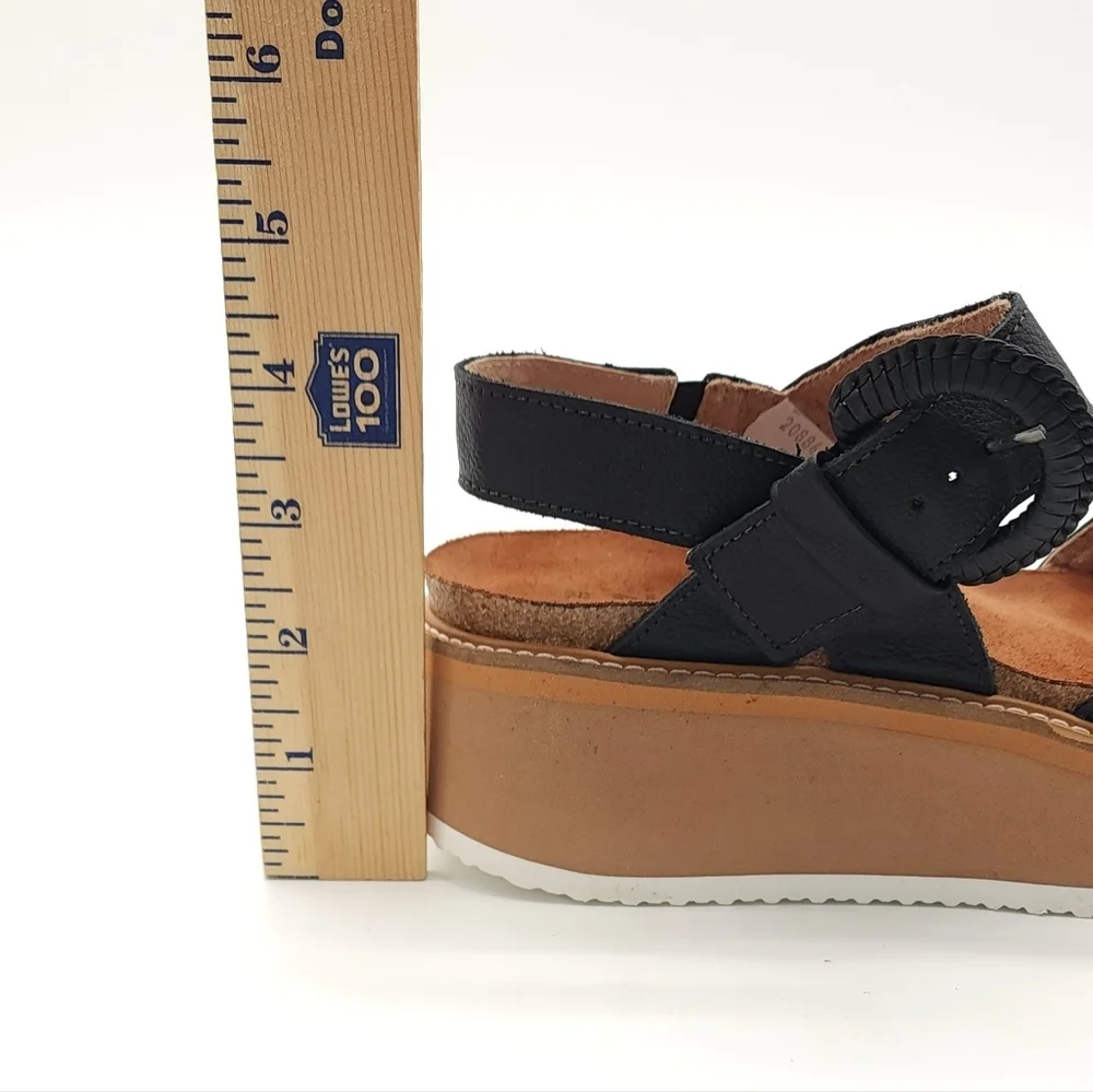 NAOT Crepe Black Soft Leather Platform Chunky Sandal Women's Size 7 - Picture 12 of 12